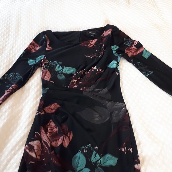 Le Chateau knee length extra small black dress 3/4 sleeve length - Picture 1 of 10